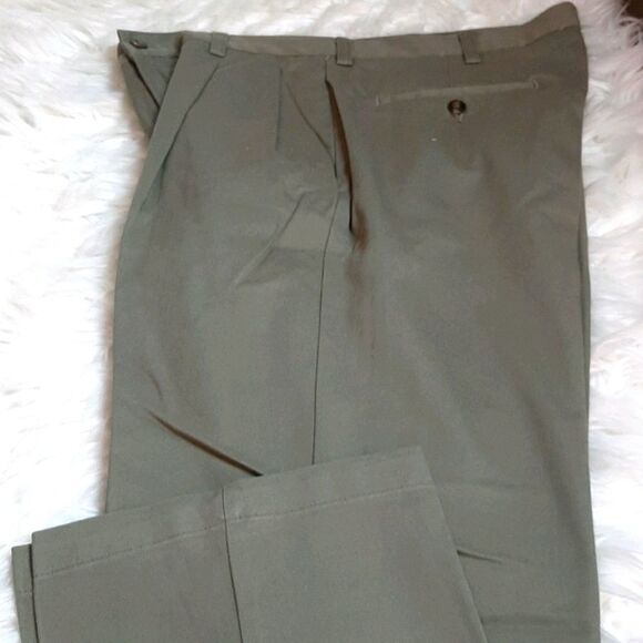 Haggar  Mens‎ Cotton  Trousers Green Pleated 34x32 NWT - Picture 3 of 7
